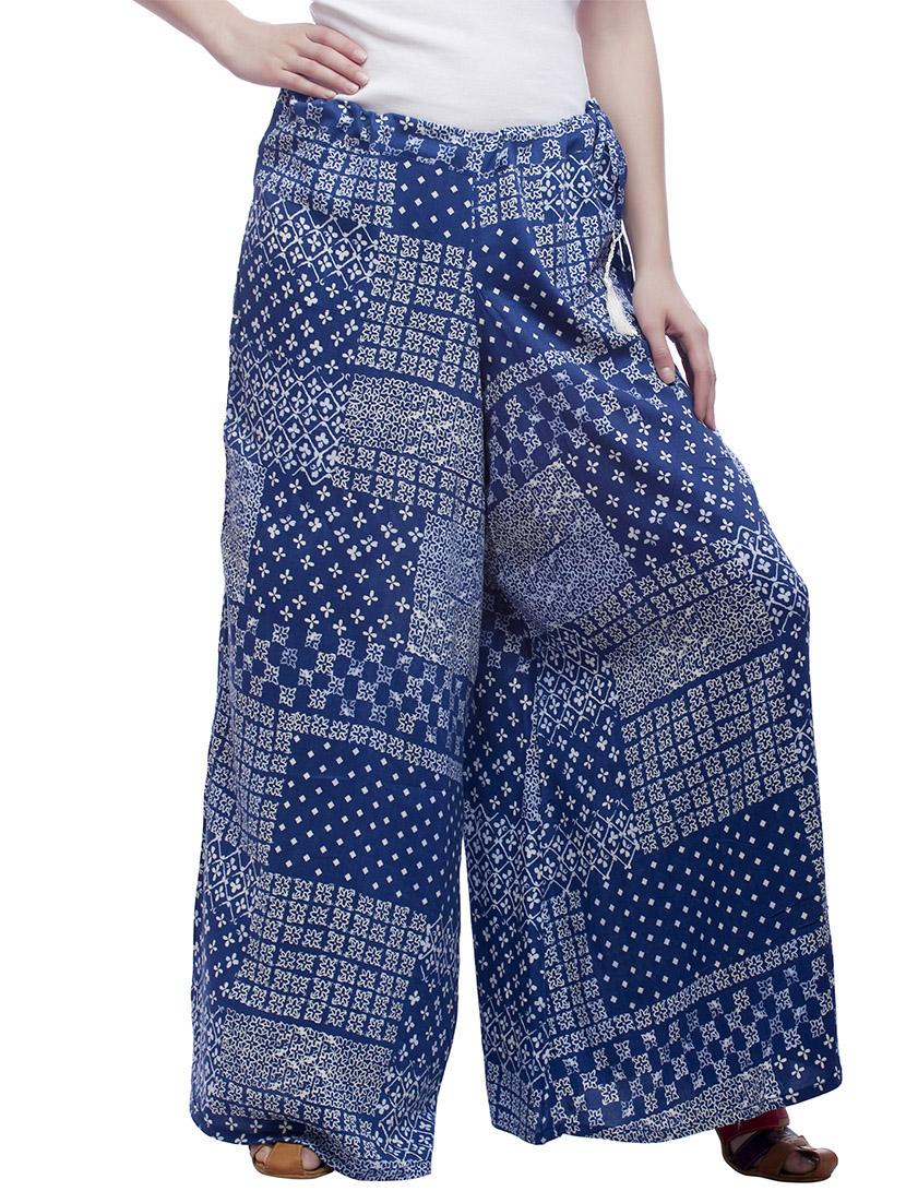 blue rayon palazzos - 10808164 - Zoom Image - 1
