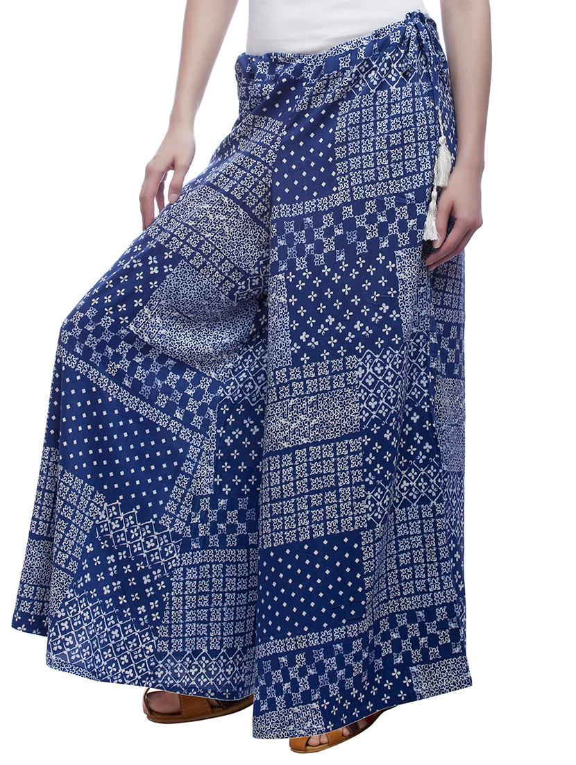 blue rayon palazzos - 10808164 - Zoom Image - 2