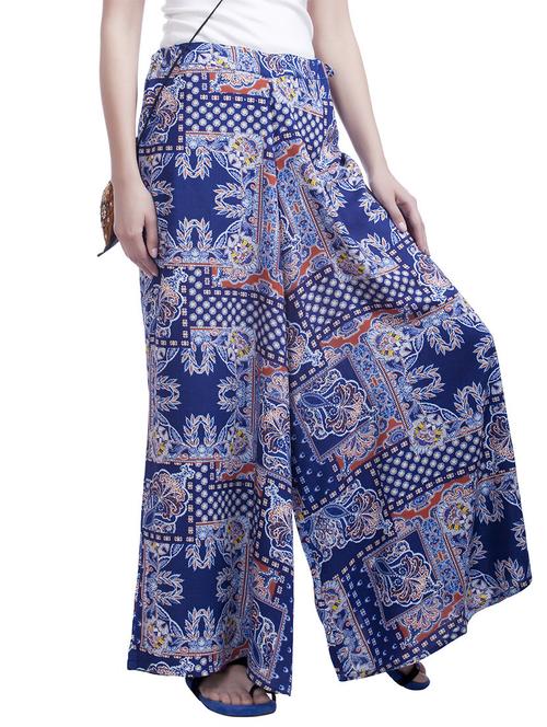 blue rayon palazzos - 10808166 - Standard Image - 1