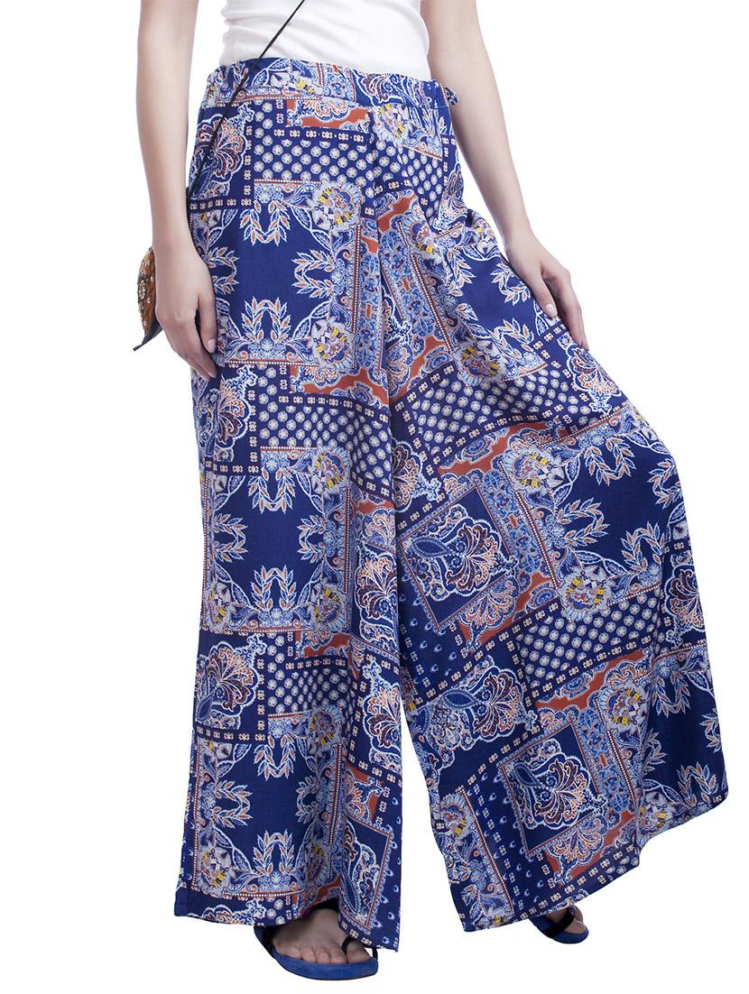blue rayon palazzos - 10808166 - Zoom Image - 1