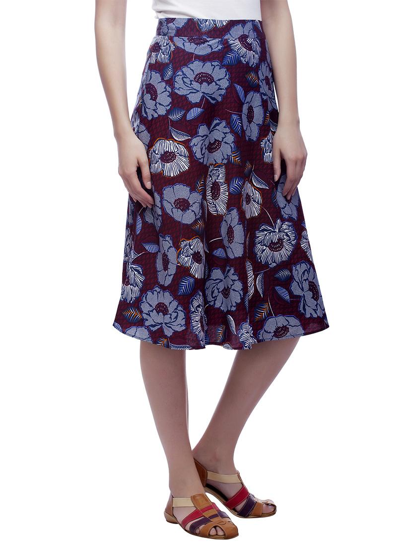 maroon crepe skirts - 10808172 - Zoom Image - 2