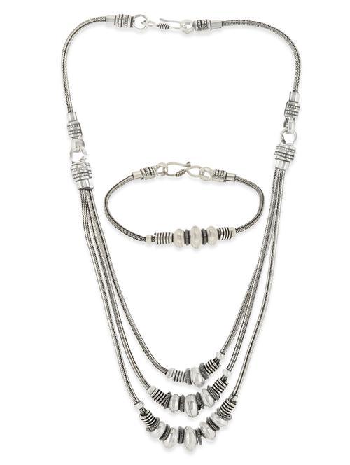 Prita's German Silver Statement Necklace With Bracelet - 10809848 - Very Small Image - 1