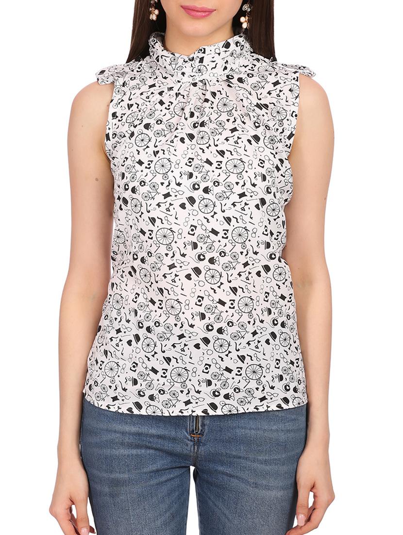 white crepe top - 10812942 - Zoom Image - 1
