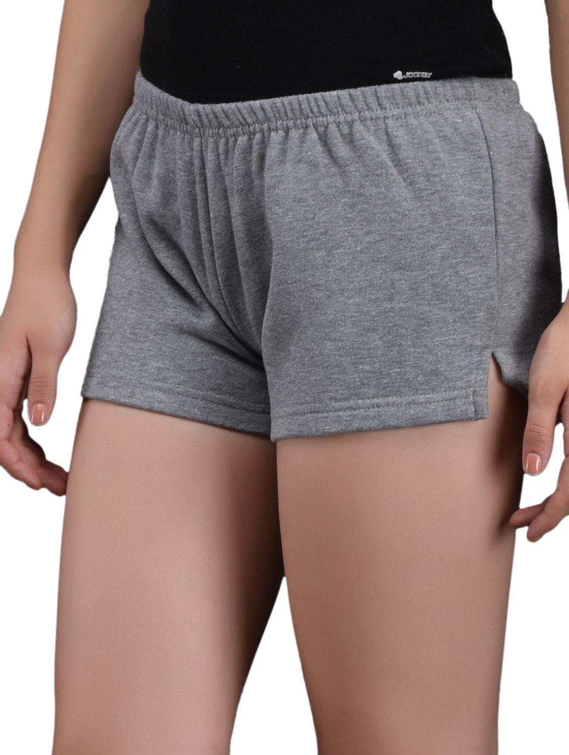 grey cotton fleece hot pants - 1081313 - Zoom Image - 2