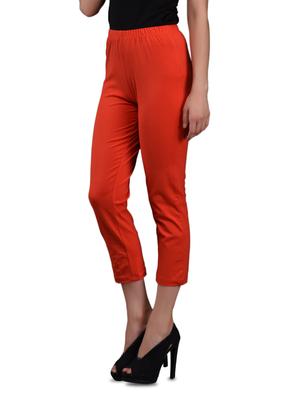 red cotton knit lycra 3/4 leggings - 1081323 - Standard Image - 2