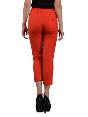 red cotton knit lycra 3/4 leggings - 1081323 - Standard Image - 3