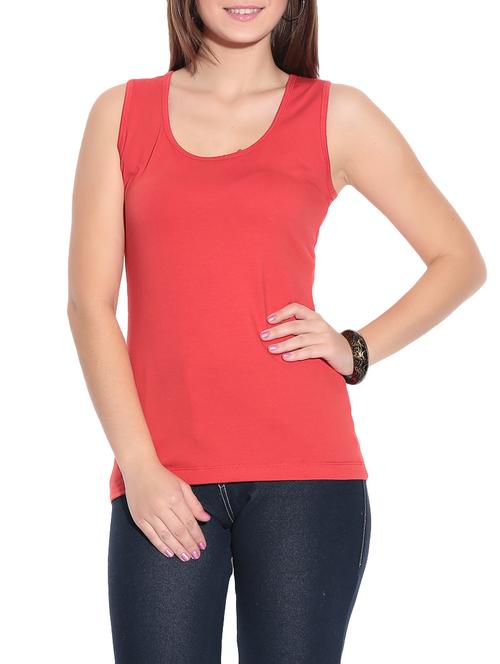 red knitted cotton tank top - 1081339 - Standard Image - 1