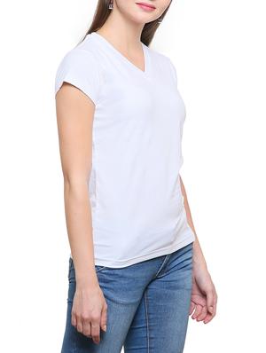 white v - neck cotton knit top - 1081347 - Standard Image - 2