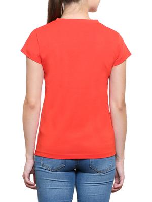 red v - neck cotton knit top - 1081349 - Standard Image - 3