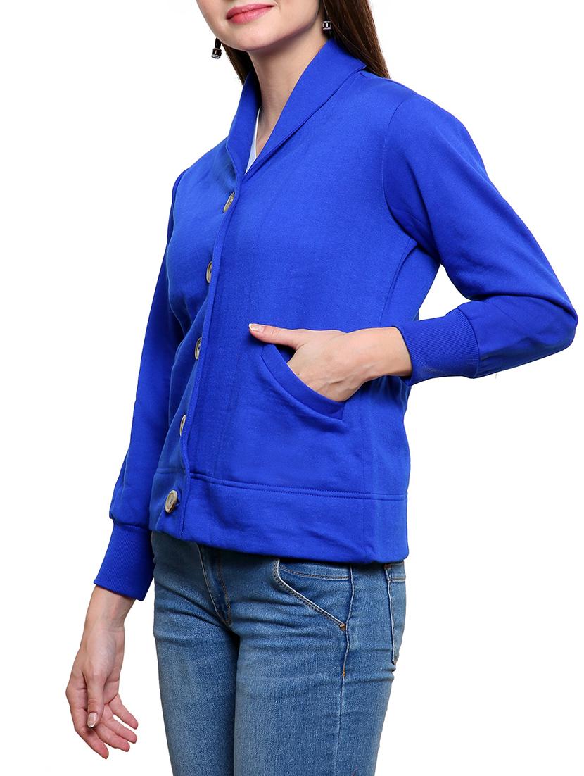 royal blue cotton fleece jacket - 1081352 - Zoom Image - 2