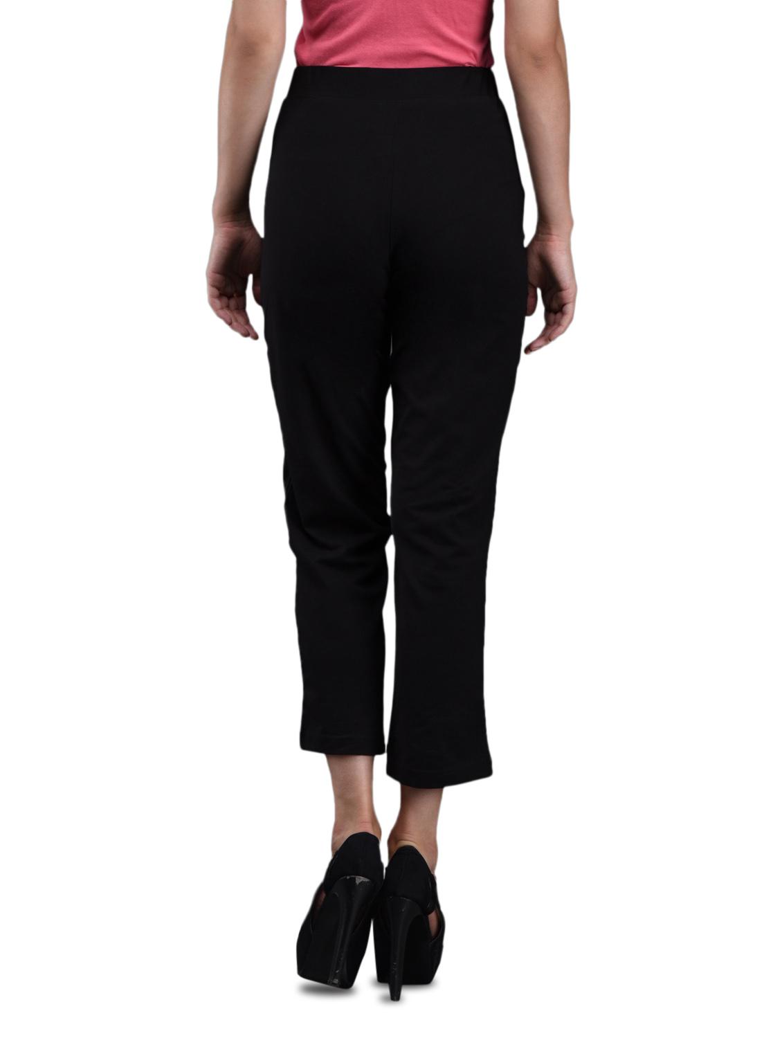 black cotton lycra knit lounge pants - 1081400 - Zoom Image - 3