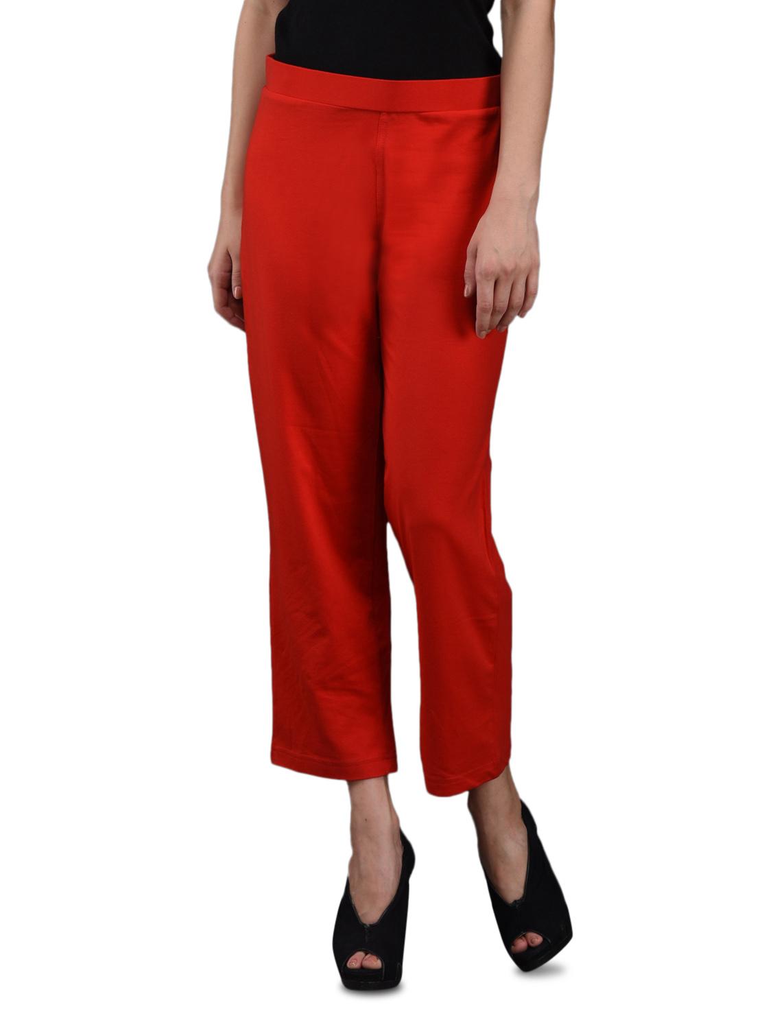Red cotton Lycra Knit Lounge Pants - 1081401 - Zoom Image - 1