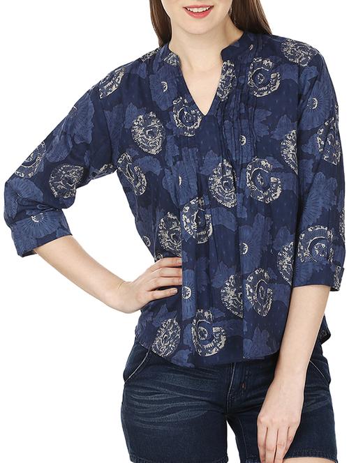 blue cotton printed top - 10814296 - Standard Image - 1