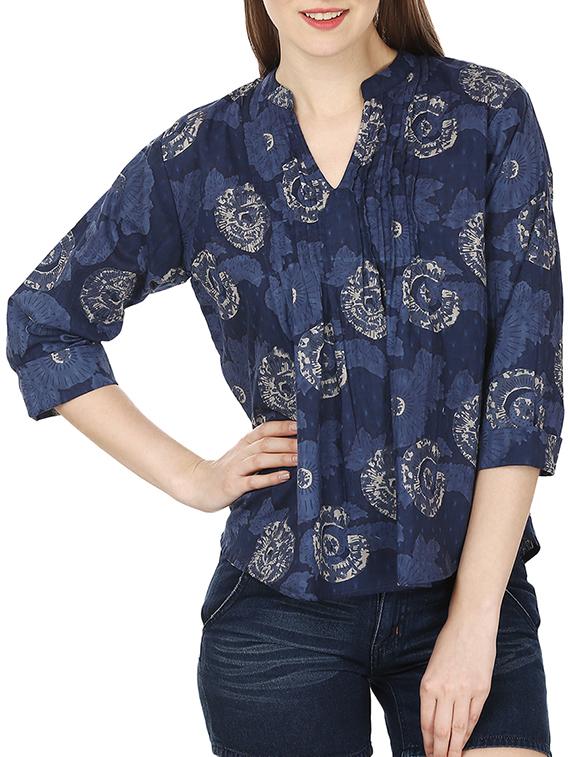 blue cotton printed top - 10814296 - Zoom Image - 1