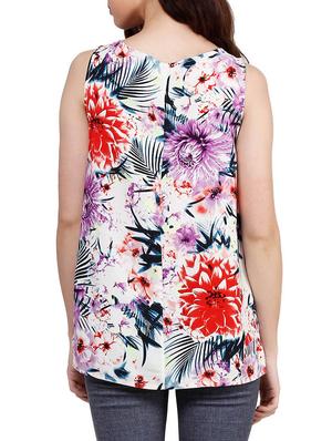 pintuck detail tropical print top - 10814424 - Standard Image - 3