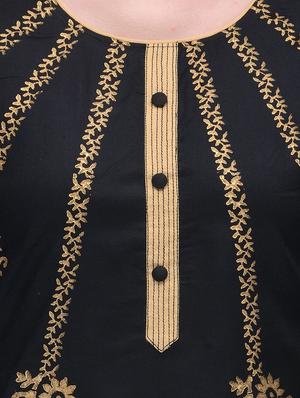 black rayon straight kurta - 10819834 - Standard Image - 4