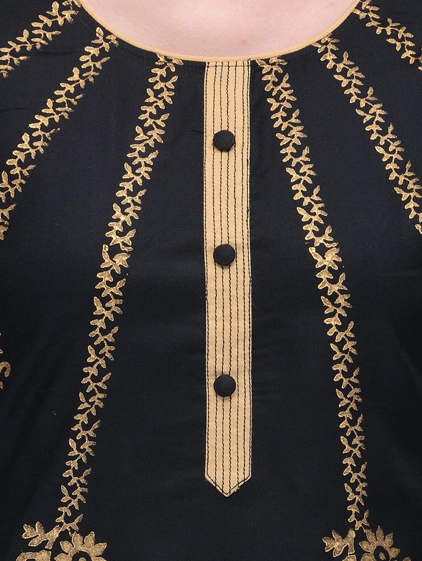 black rayon straight kurta - 10819834 - Zoom Image - 4