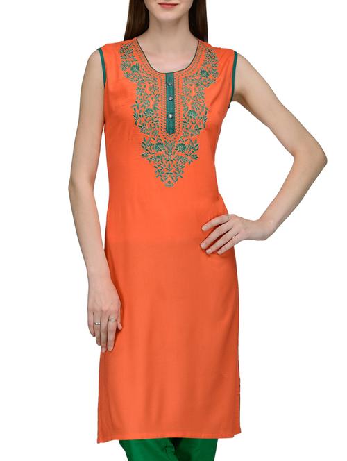 straight embroidered kurta - 10819845 - Standard Image - 1