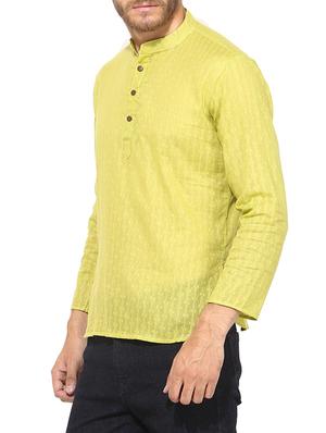 green self design short kurta - 10824954 - Standard Image - 2