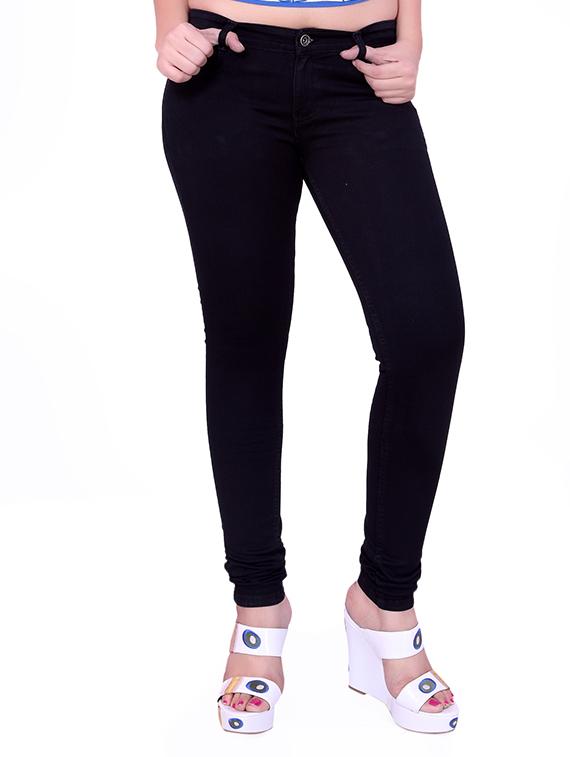 black solid denim jeans - 10826537 - Zoom Image - 1