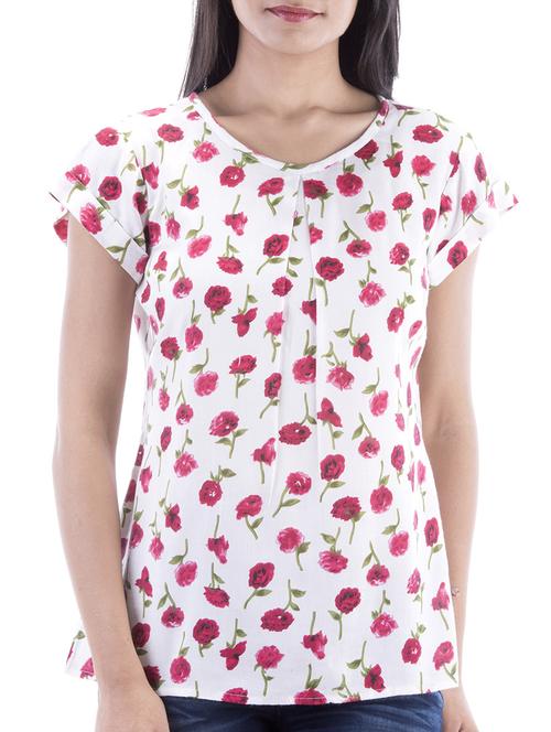 pleat detail floral top - 10827828 - Standard Image - 1