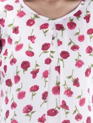 pleat detail floral top - 10827828 - Standard Image - 4