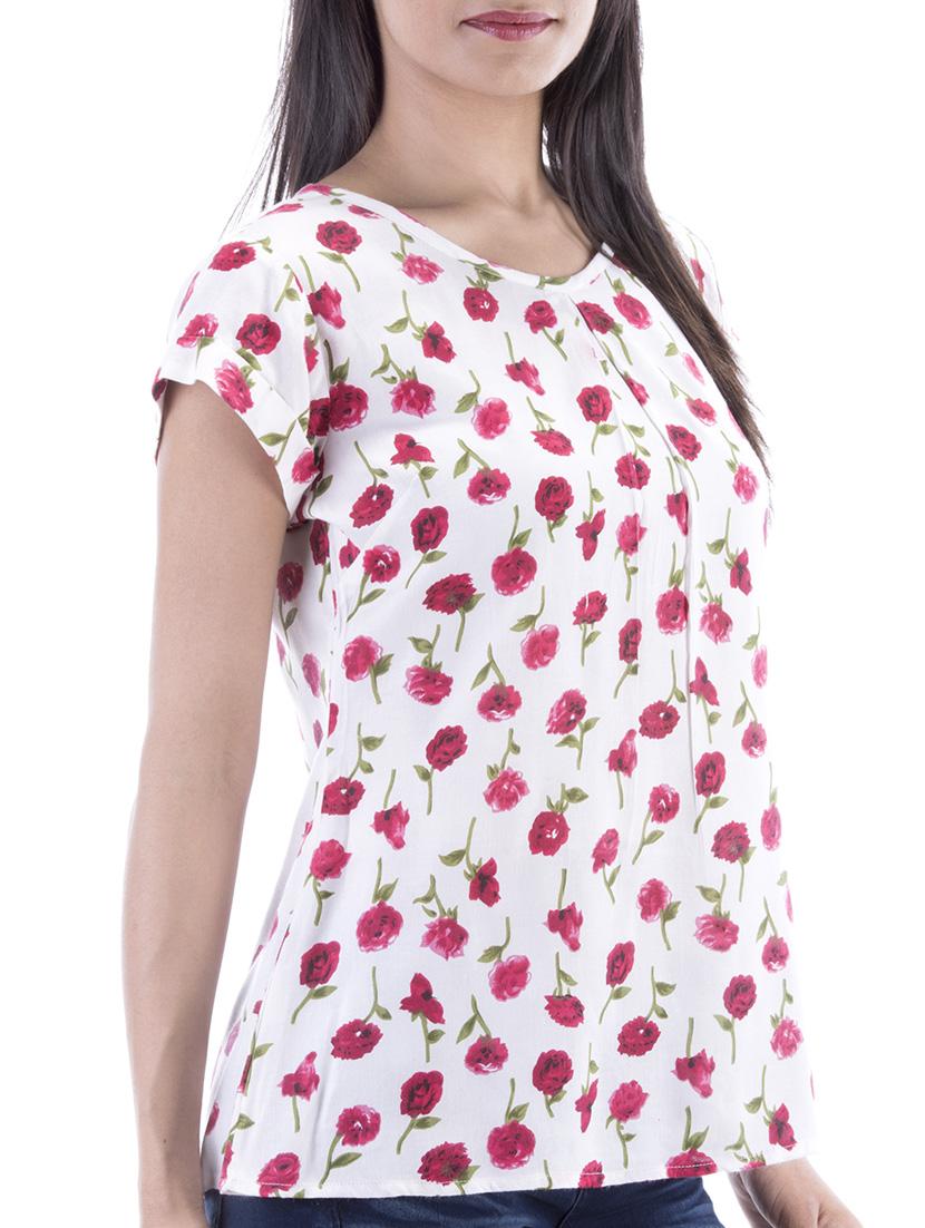 pleat detail floral top - 10827828 - Zoom Image - 2