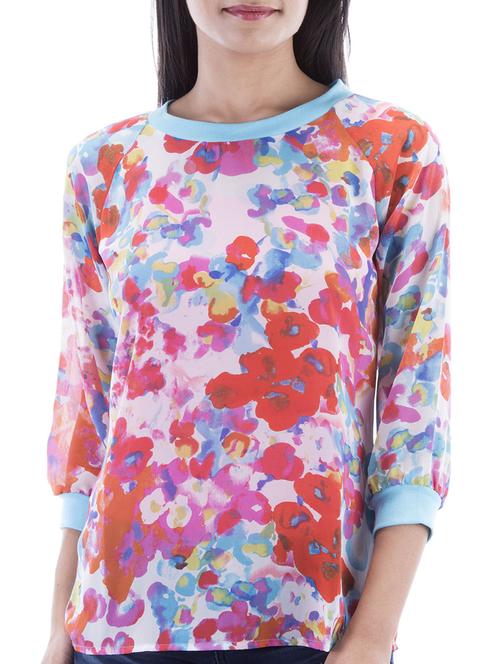 cap sleeved floral top - 10827846 - Standard Image - 1