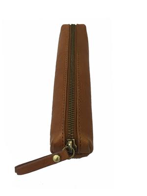 solid brown pure leather pouch - 10828446 - Standard Image - 4