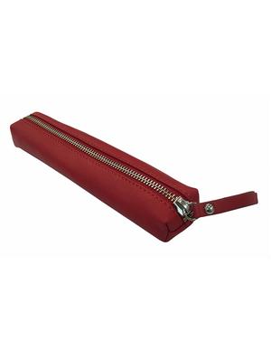 solid red pure leather pouch - 10828447 - Standard Image - 2
