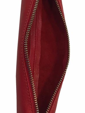 solid red pure leather pouch - 10828447 - Standard Image - 3