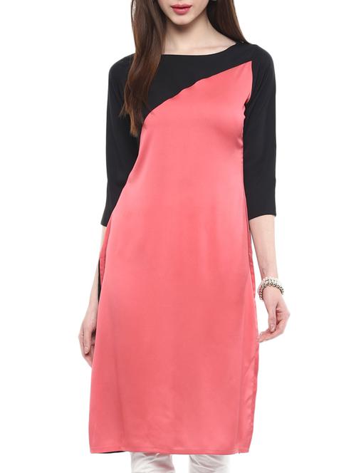 black,peach crepe kurta - 10830321 - Standard Image - 1