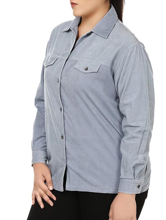 light blue cotton regular shirt - 10839050 - Zoom Image - 2