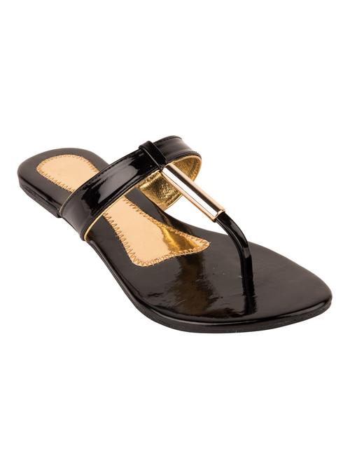black faux leather t-strap sandal - 10841274 - Standard Image - 1