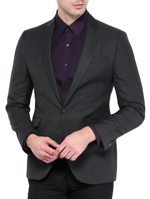grey cotton formal blazer - 10847075 - Very Small Image - 1