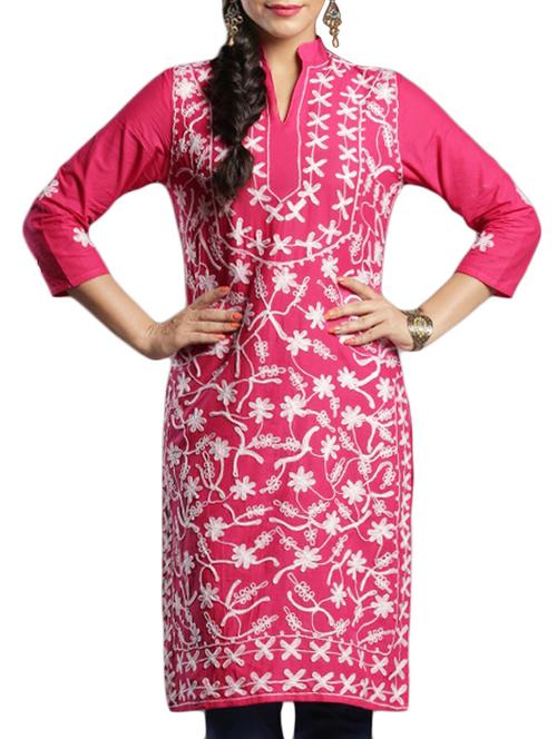 pink cotton kurta - 10850052 - Standard Image - 1