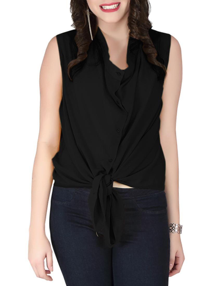 button down front tie up top - 10850865 - Zoom Image - 1