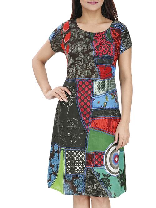 green cotton a line dress - 10851536 - Standard Image - 1