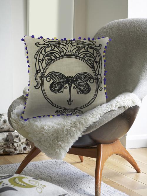 beige & brown dragonfly cushion cover - 10857327 - Standard Image - 1