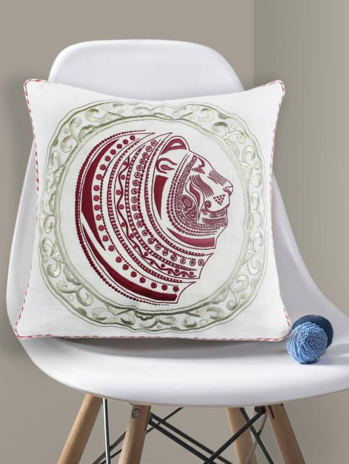 off-white red & gold lion face cushion cover - 10857328 - Standard Image - 1