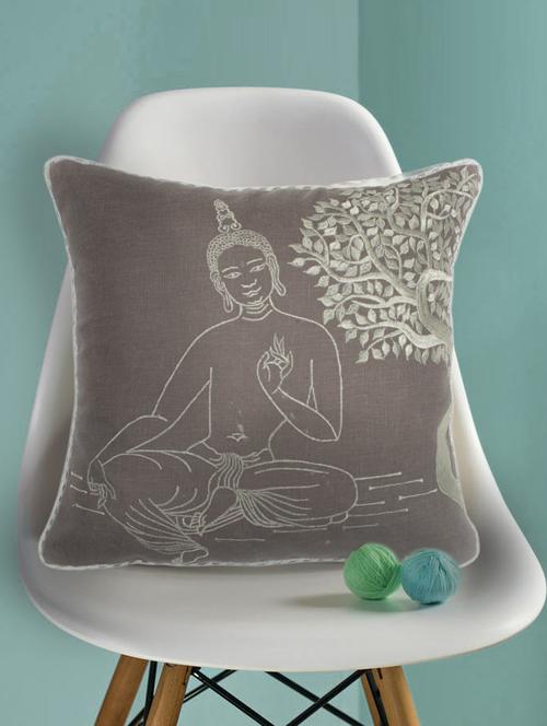 grey & silver buddha cushion cover - 10857344 - Standard Image - 1