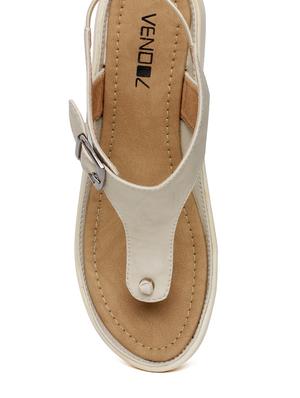 cream faux leather sandal - 10858400 - Standard Image - 4
