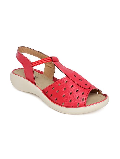 red faux leather sandals - 10858403 - Standard Image - 1