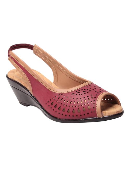 red leatherette wedge - 10859188 -  Standard Image - 0