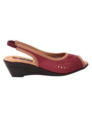 red leatherette wedge - 10859188 -  Standard Image - 1