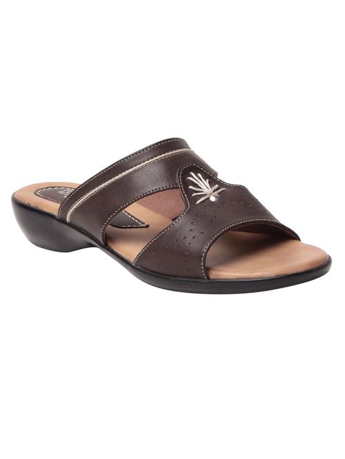 brown leatherette slippers - 10859241 - Standard Image - 1