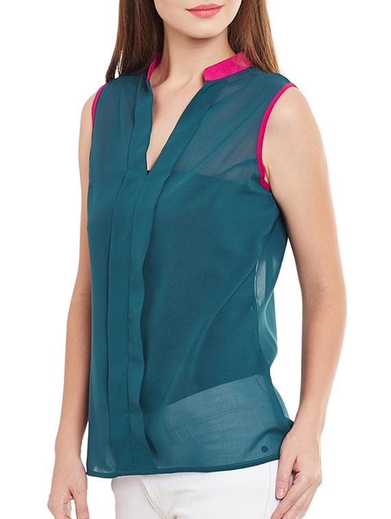 green polyester regular top - 10862166 - Zoom Image - 2