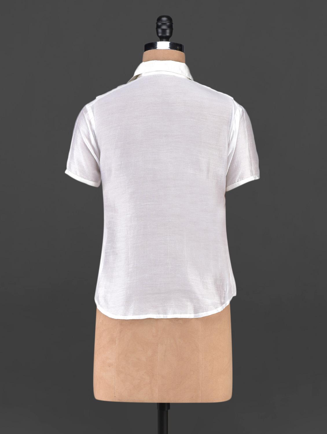 solid white silk pin-tuck shirt - 1086909 - Zoom Image - 3