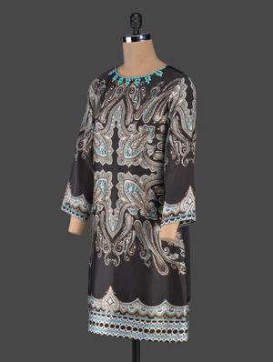 black printed satin dress - 1086939 - Standard Image - 2