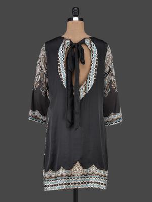 black printed satin dress - 1086939 - Standard Image - 3
